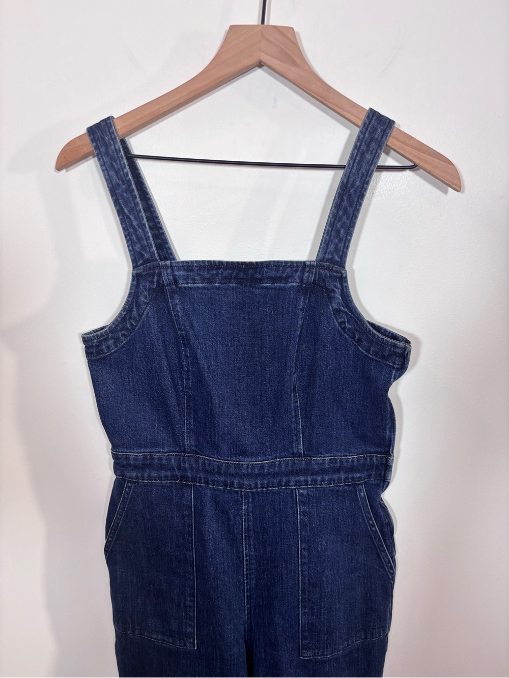 J.Crew Jeans Denim Overall Jumpsuit Size 4 Medium Indigo Basic One Piece K3974 - Picture 3 of 14